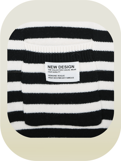 Double Pocket Striped Knit Vest - LOVE POMME POMME