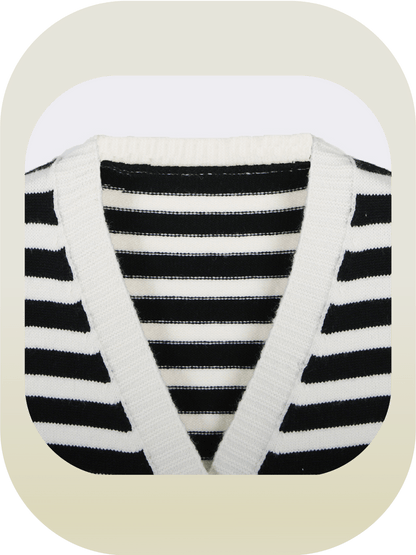 Double Pocket Striped Knit Vest - LOVE POMME POMME