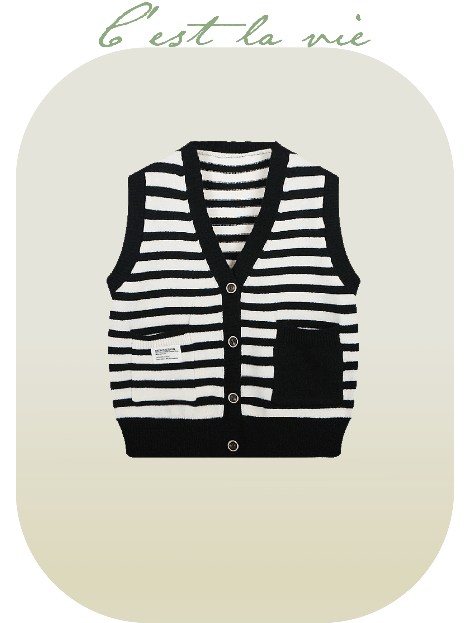 Double Pocket Striped Knit Vest - LOVE POMME POMME