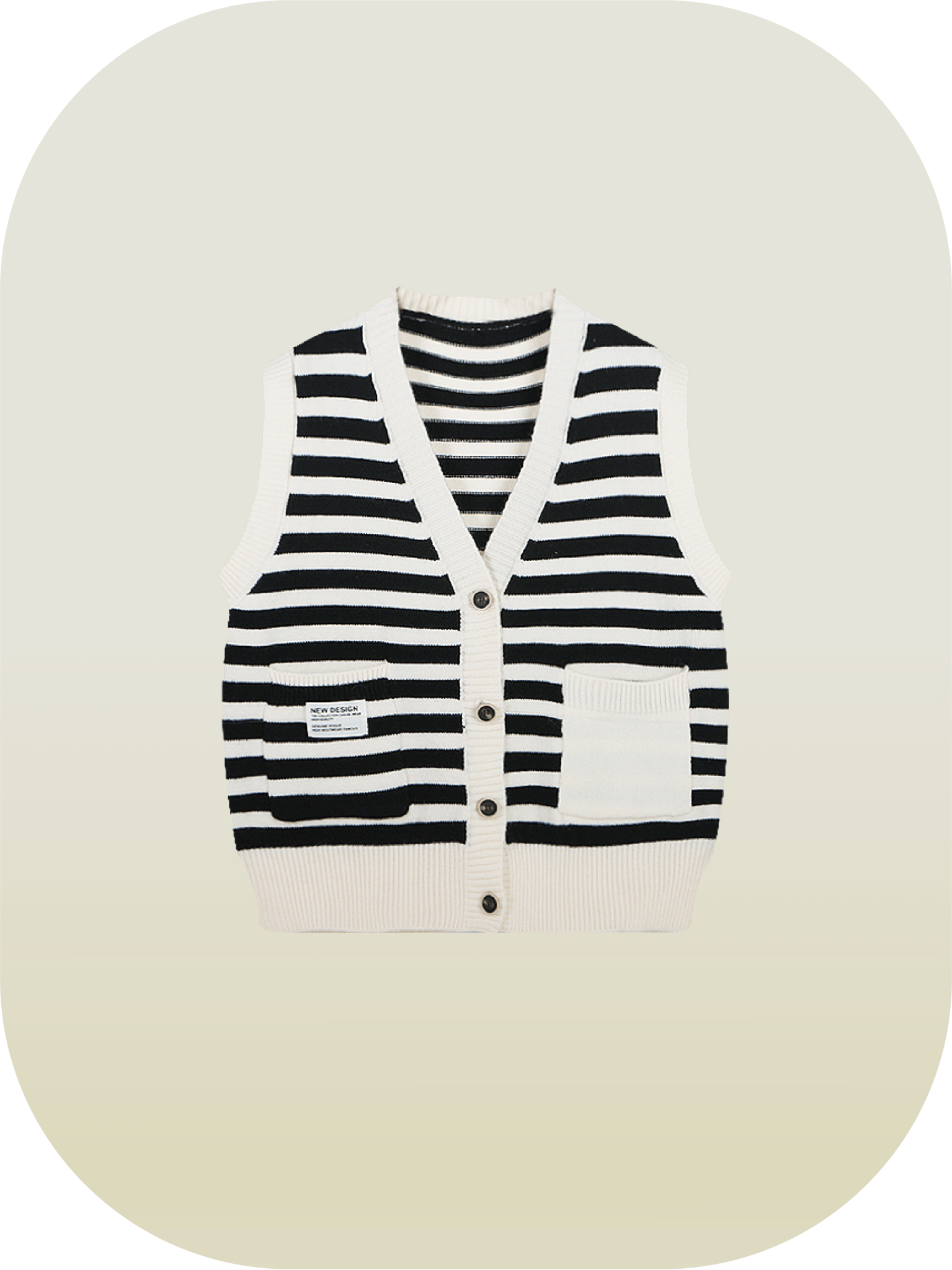 Double Pocket Striped Knit Vest - LOVE POMME POMME