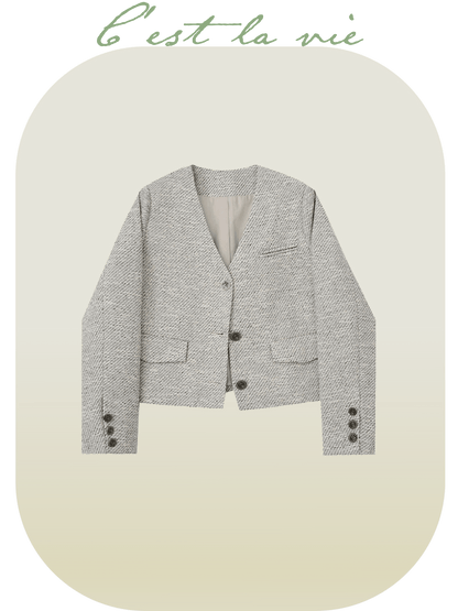 Elegant Style Tweed Jacket - LOVE POMME POMME