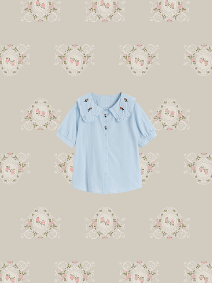 Embroidered Baby Collar Shirt - LOVE POMME POMME