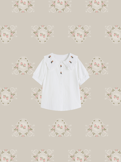 Embroidered Baby Collar Shirt - LOVE POMME POMME