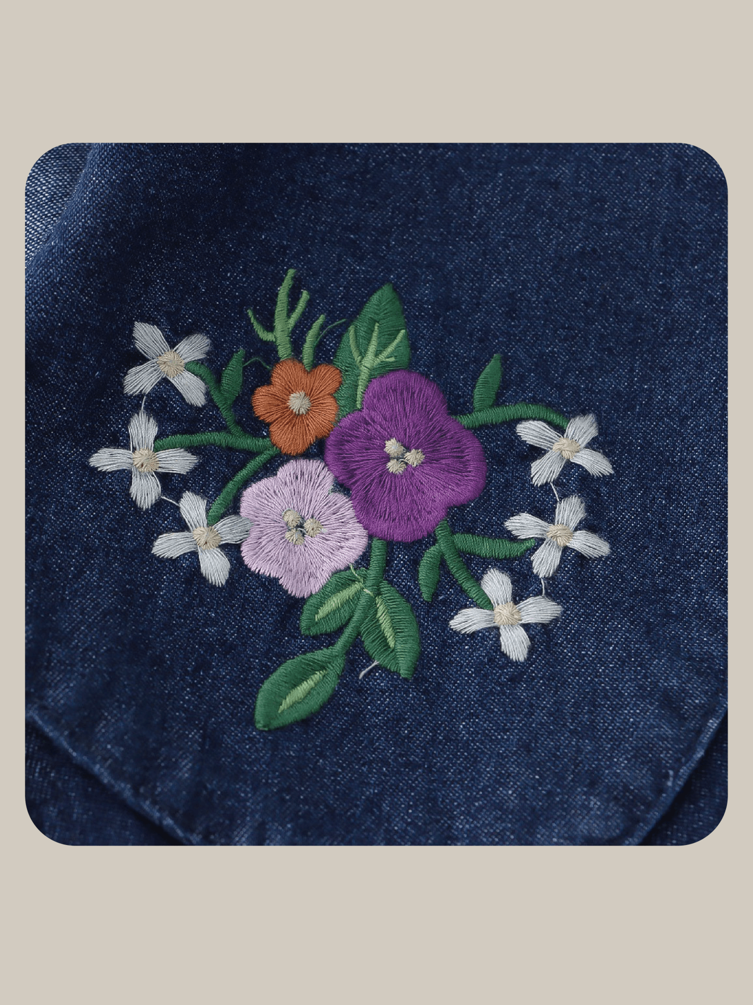 Embroidery Baby Collar Denim Vest - LOVE POMME POMME