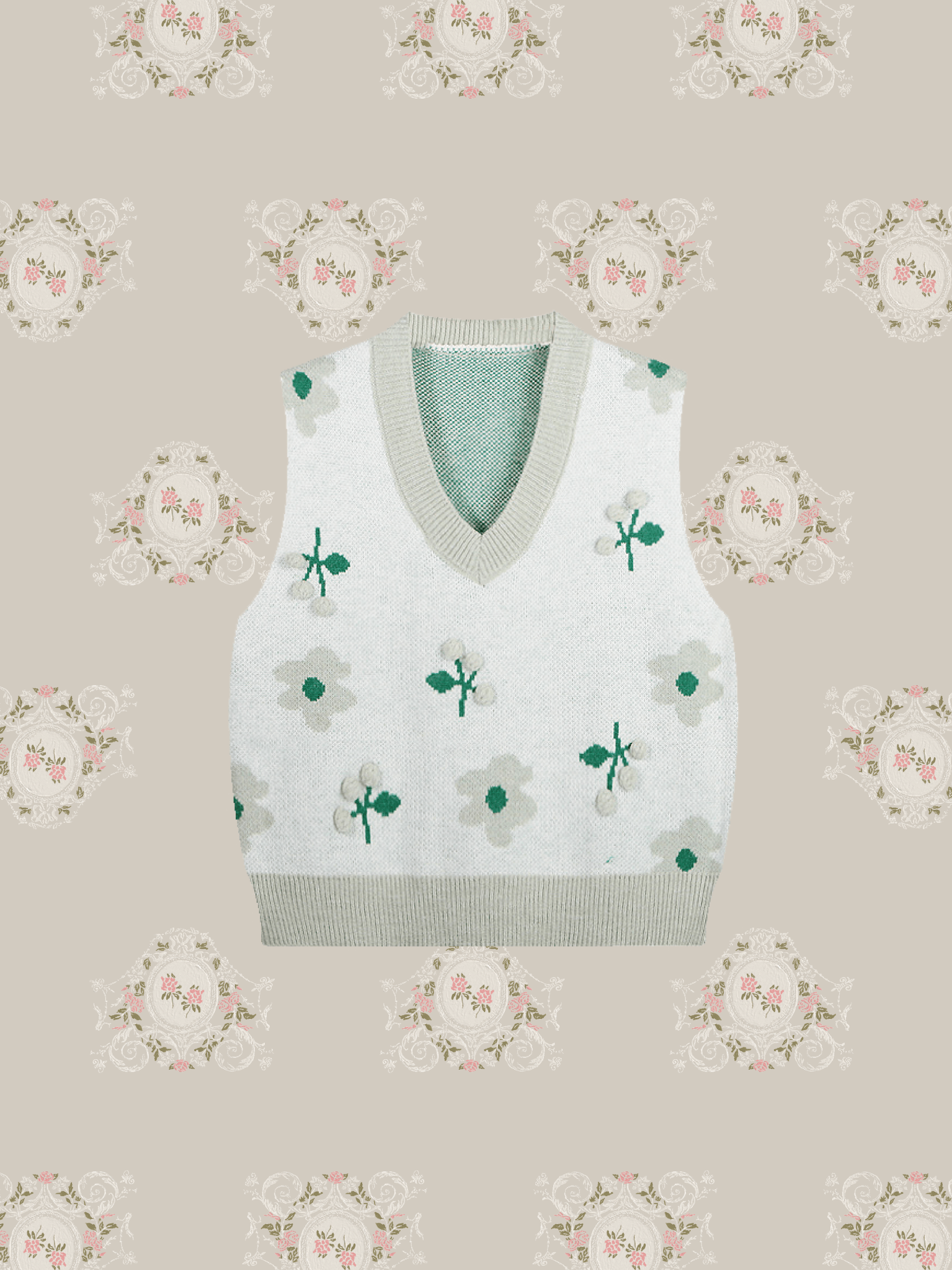 Floral Applique Knit Vest - LOVE POMME POMME