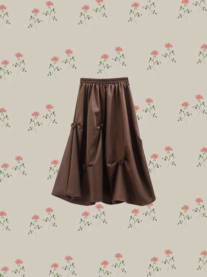 Floral Applique Pleat Skirt - LOVE POMME POMME