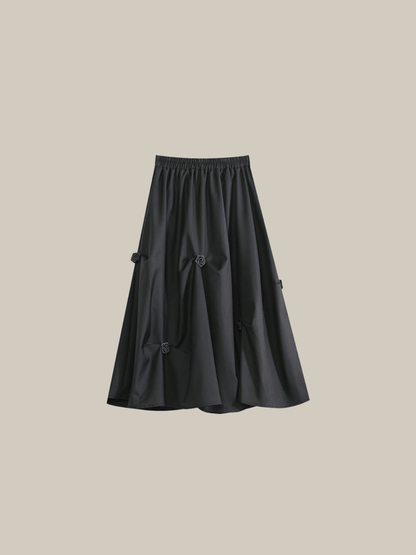 Floral Applique Pleat Skirt - LOVE POMME POMME