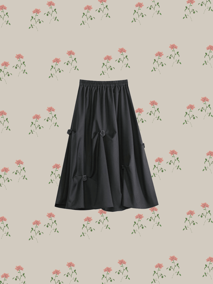 Floral Applique Pleat Skirt - LOVE POMME POMME