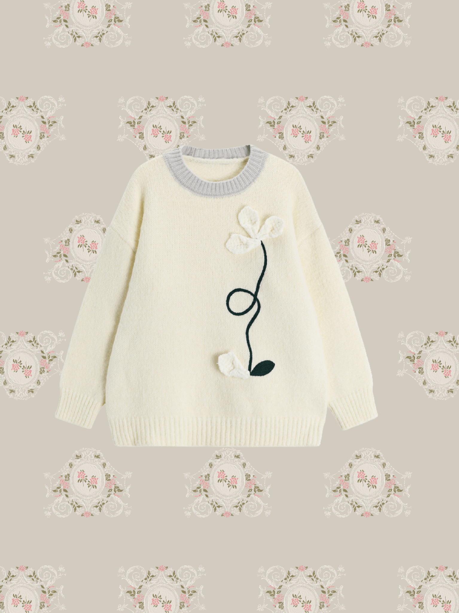 Flower Applique Knit - LOVE POMME POMME