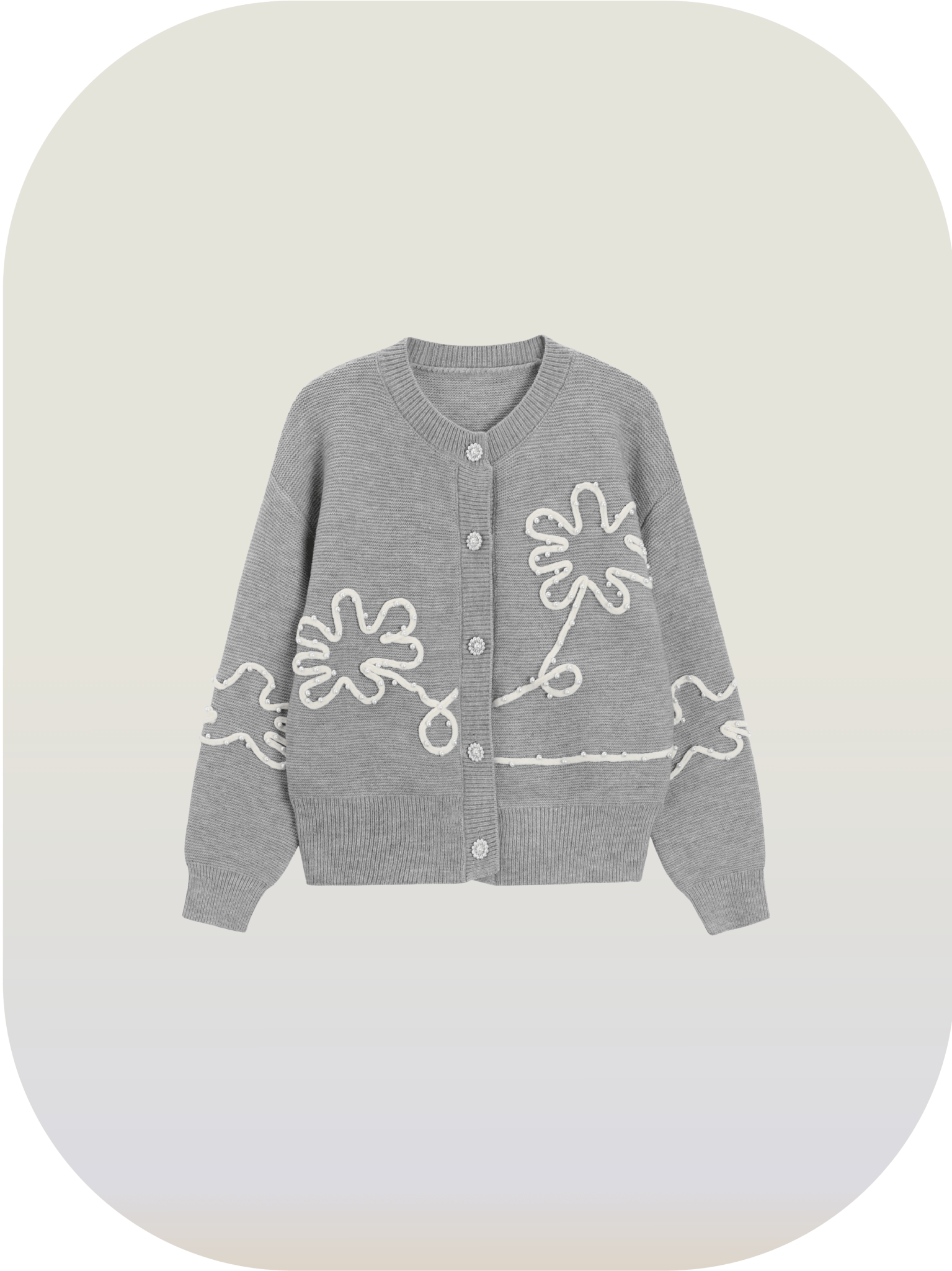Flower Applique Knit Cardigan - LOVE POMME POMME