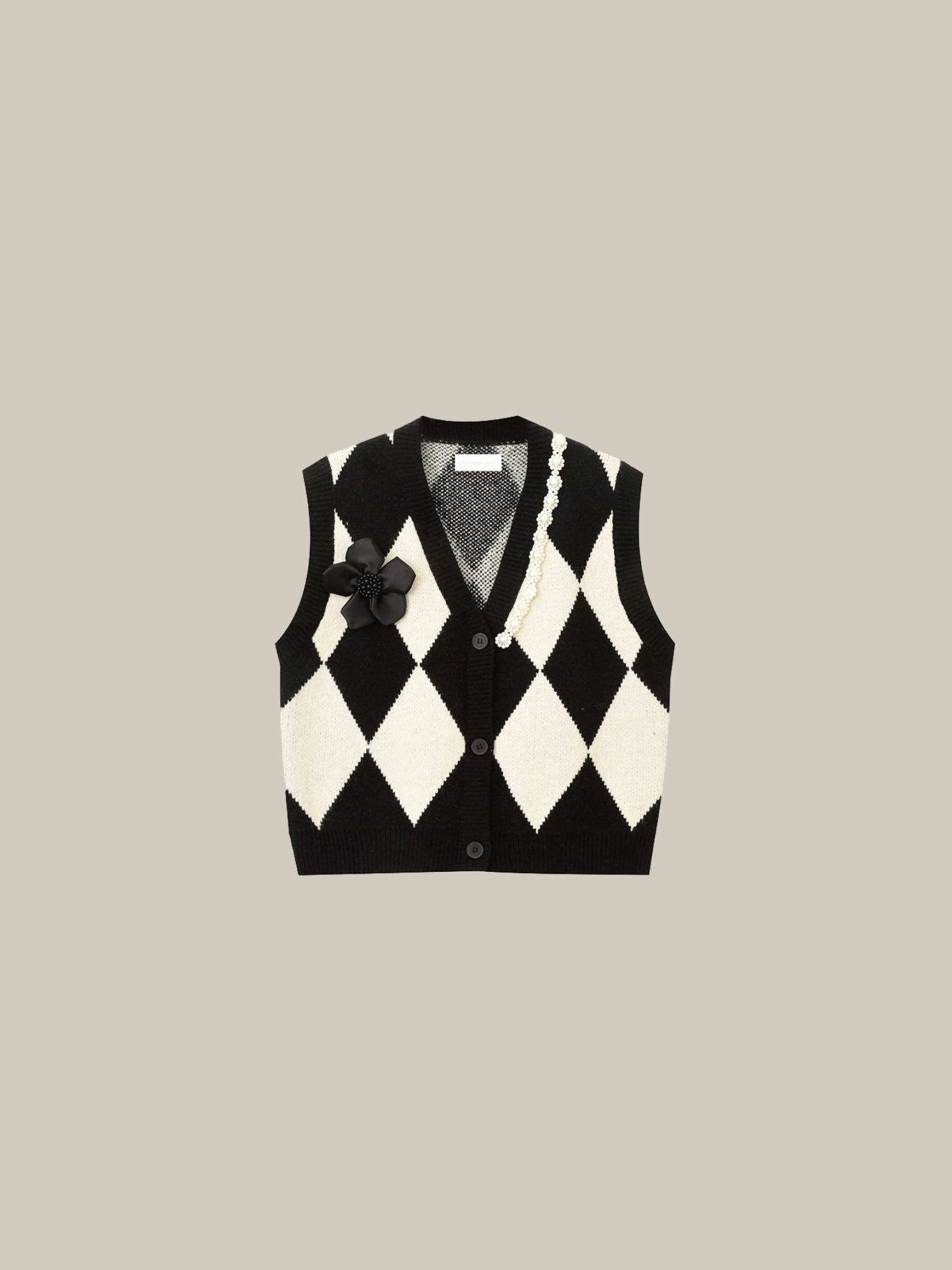 Flower Argyle Pattern Knit Vest - LOVE POMME POMME