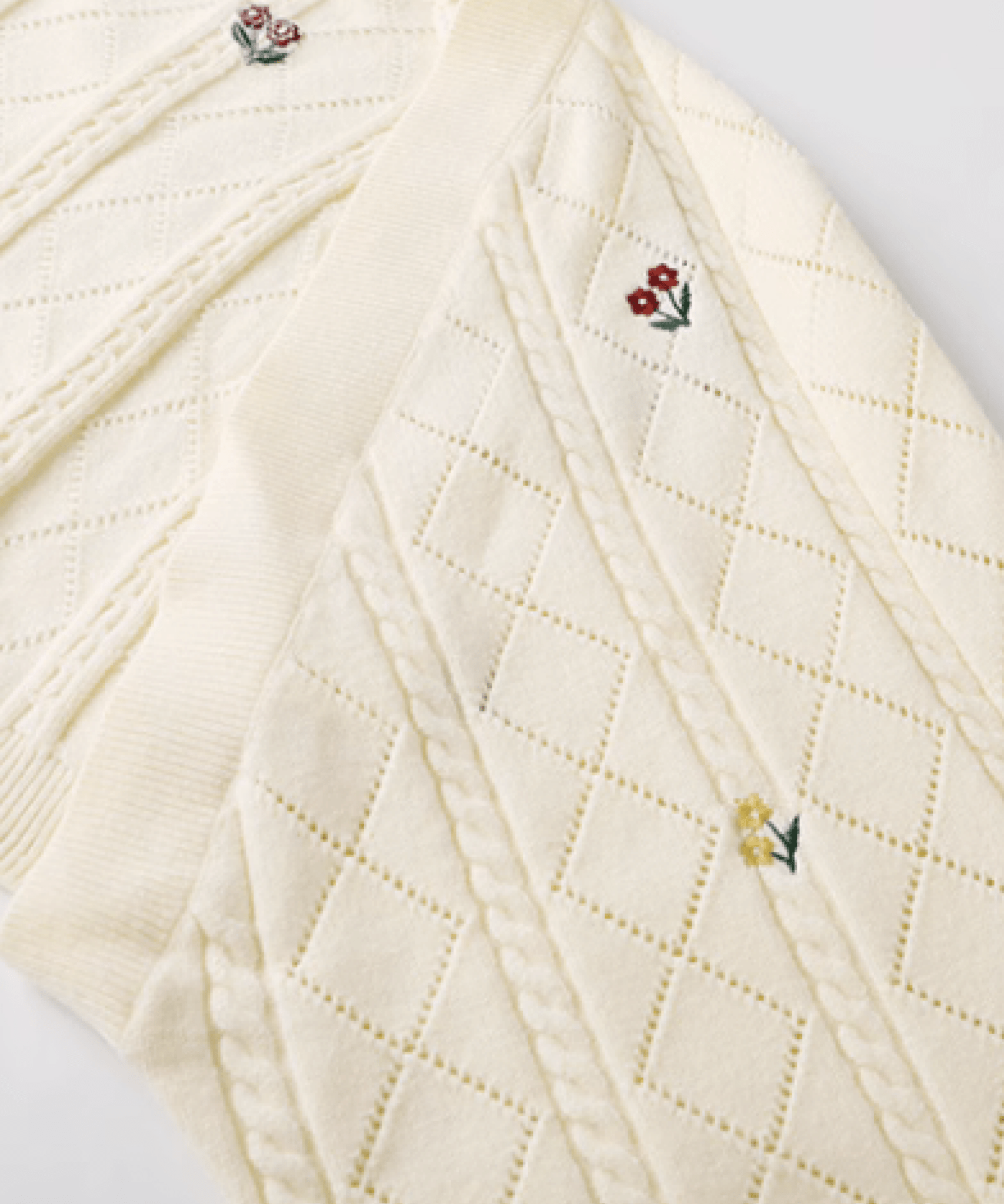 Flower Embroidery Cardigan Set-Up フラワー刺繍カーディガンセットアップ - LOVE POMME POMME