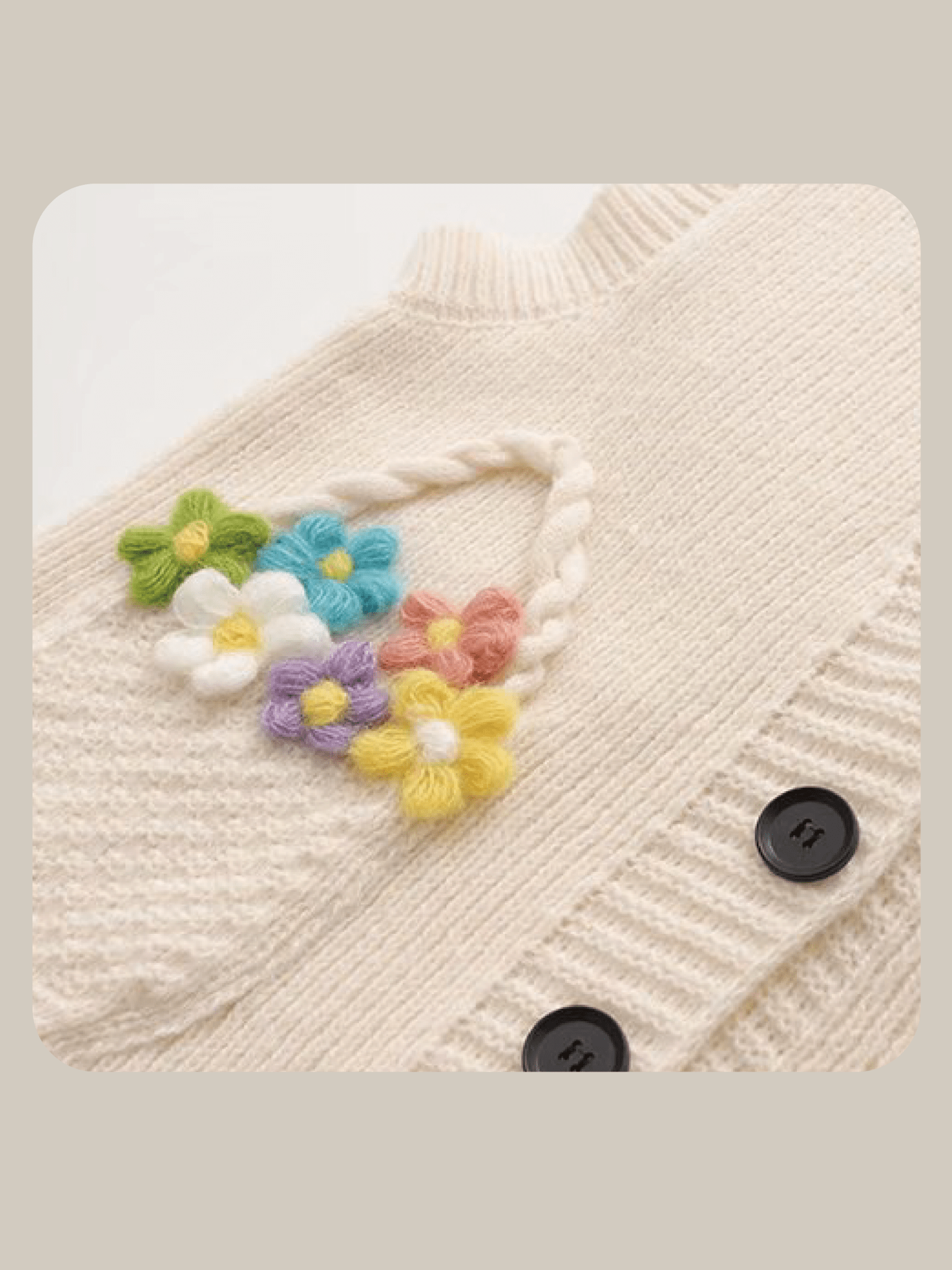 Flower Motif Pocket Knit Vest - LOVE POMME POMME