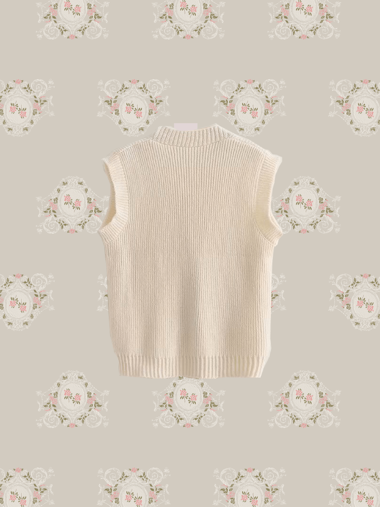 Flower Motif Pocket Knit Vest - LOVE POMME POMME