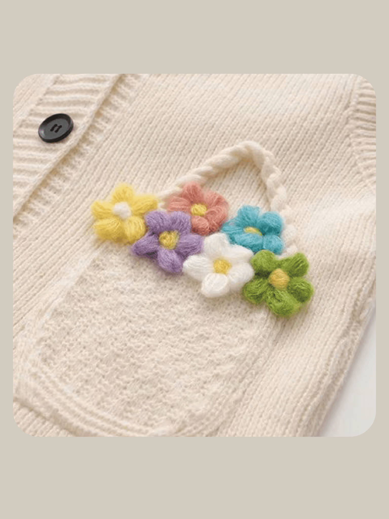 Flower Motif Pocket Knit Vest - LOVE POMME POMME