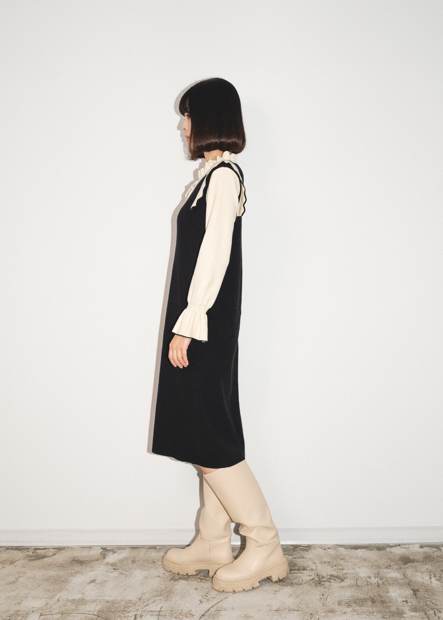 Frill Collar Knit Dress - LOVE POMME POMME