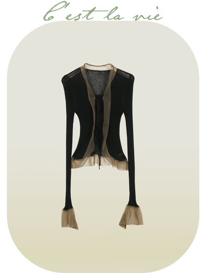 Frill Deco Fitted Cardigan - LOVE POMME POMME