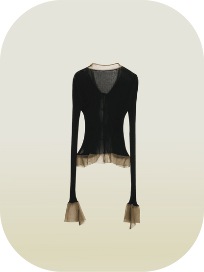Frill Deco Fitted Cardigan - LOVE POMME POMME