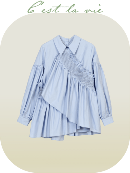 Frill Gather Elegant Shirt - LOVE POMME POMME