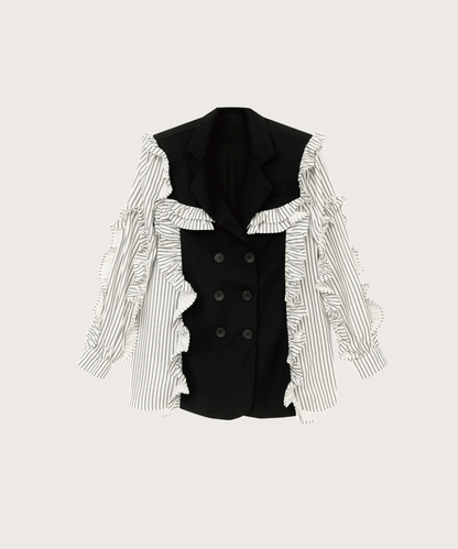 Frill Striped Patchwork Jacket - LOVE POMME POMME