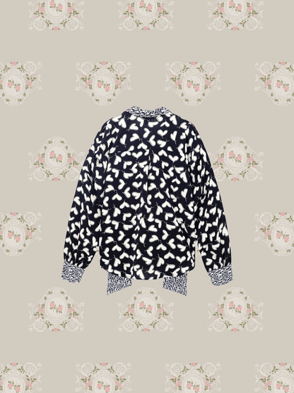 Front Ribbon Heart Shaped Blouse - LOVE POMME POMME