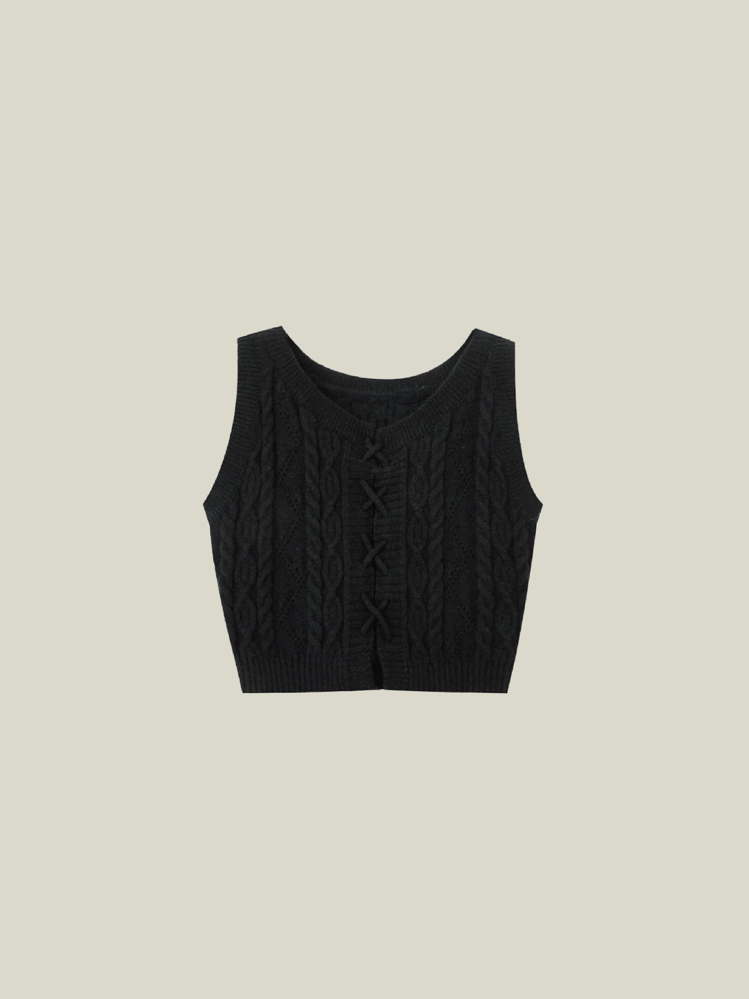 Front Ribbon Knit Vest Set-Up - LOVE POMME POMME