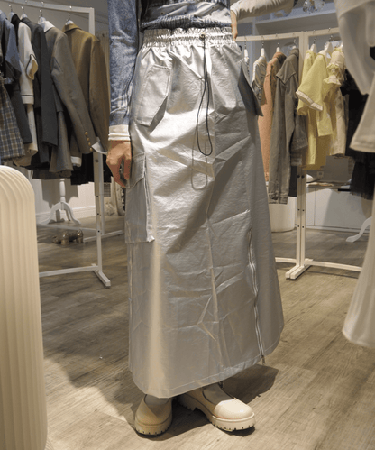 Functional Style Silver Skirt ファンクショナルスタイルシルバースカート - LOVE POMME POMME