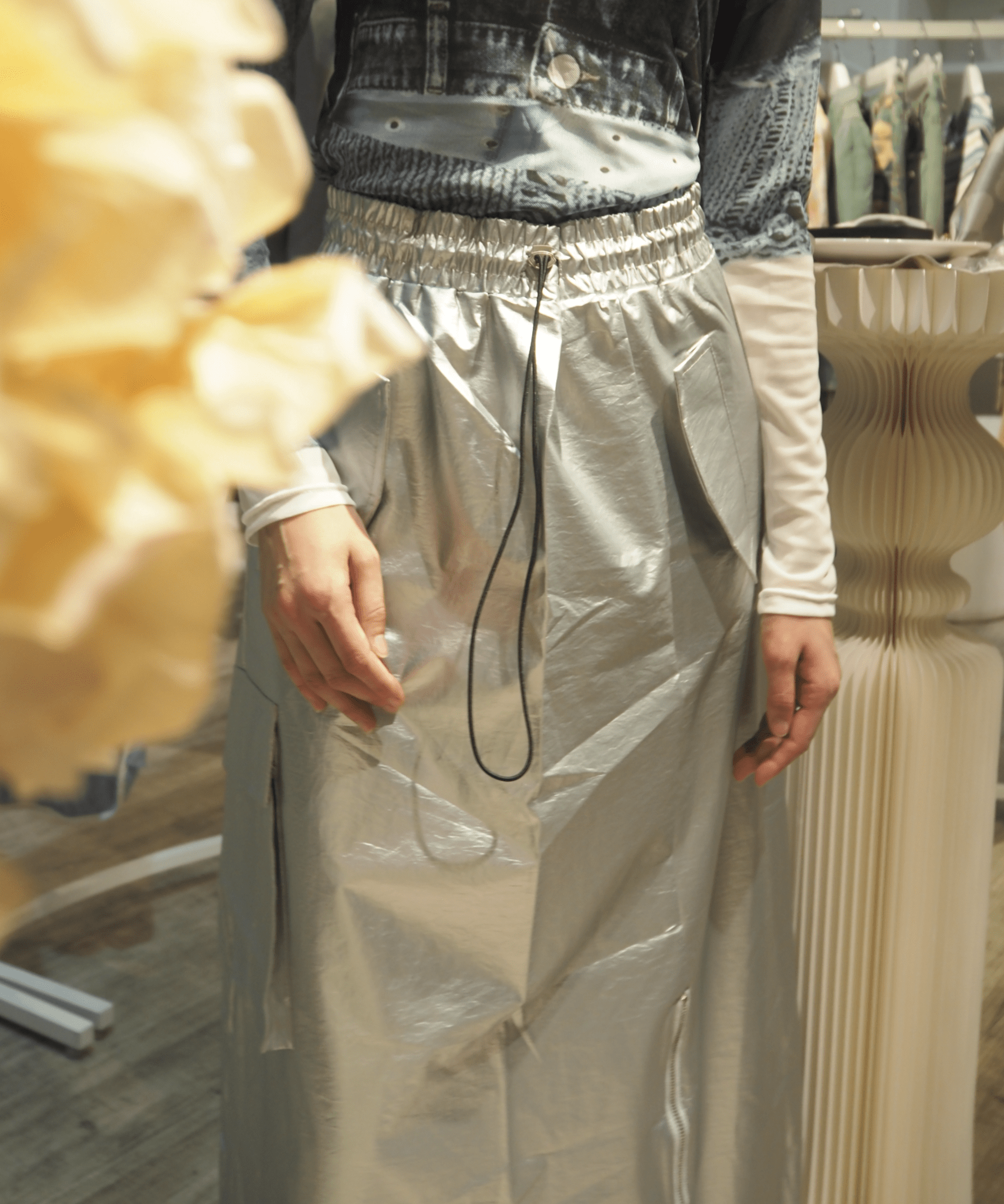 Functional Style Silver Skirt ファンクショナルスタイルシルバースカート - LOVE POMME POMME