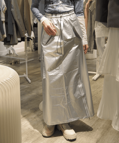 Functional Style Silver Skirt ファンクショナルスタイルシルバースカート - LOVE POMME POMME
