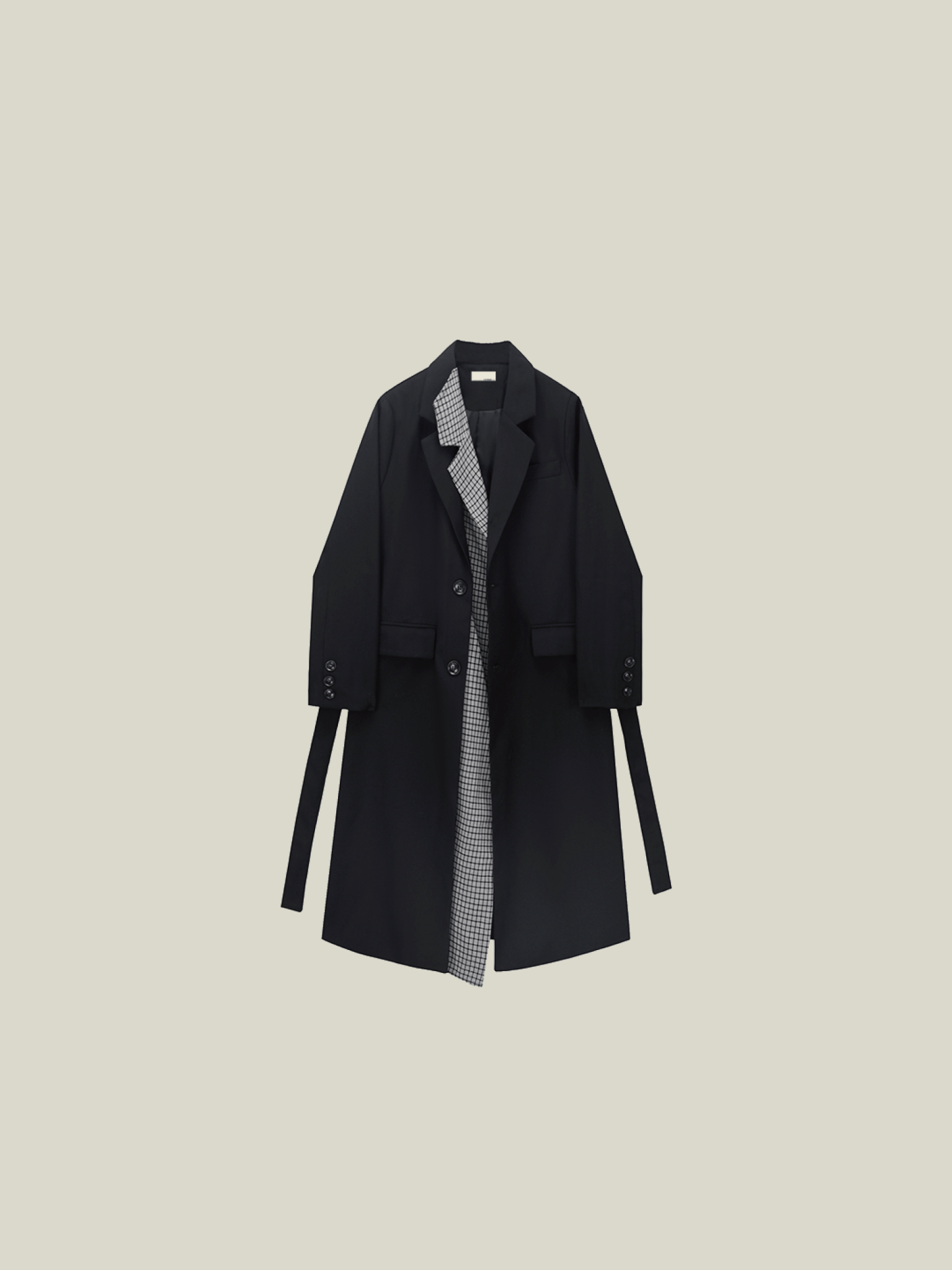 Gingham Patchwork Belted Long Coat - LOVE POMME POMME