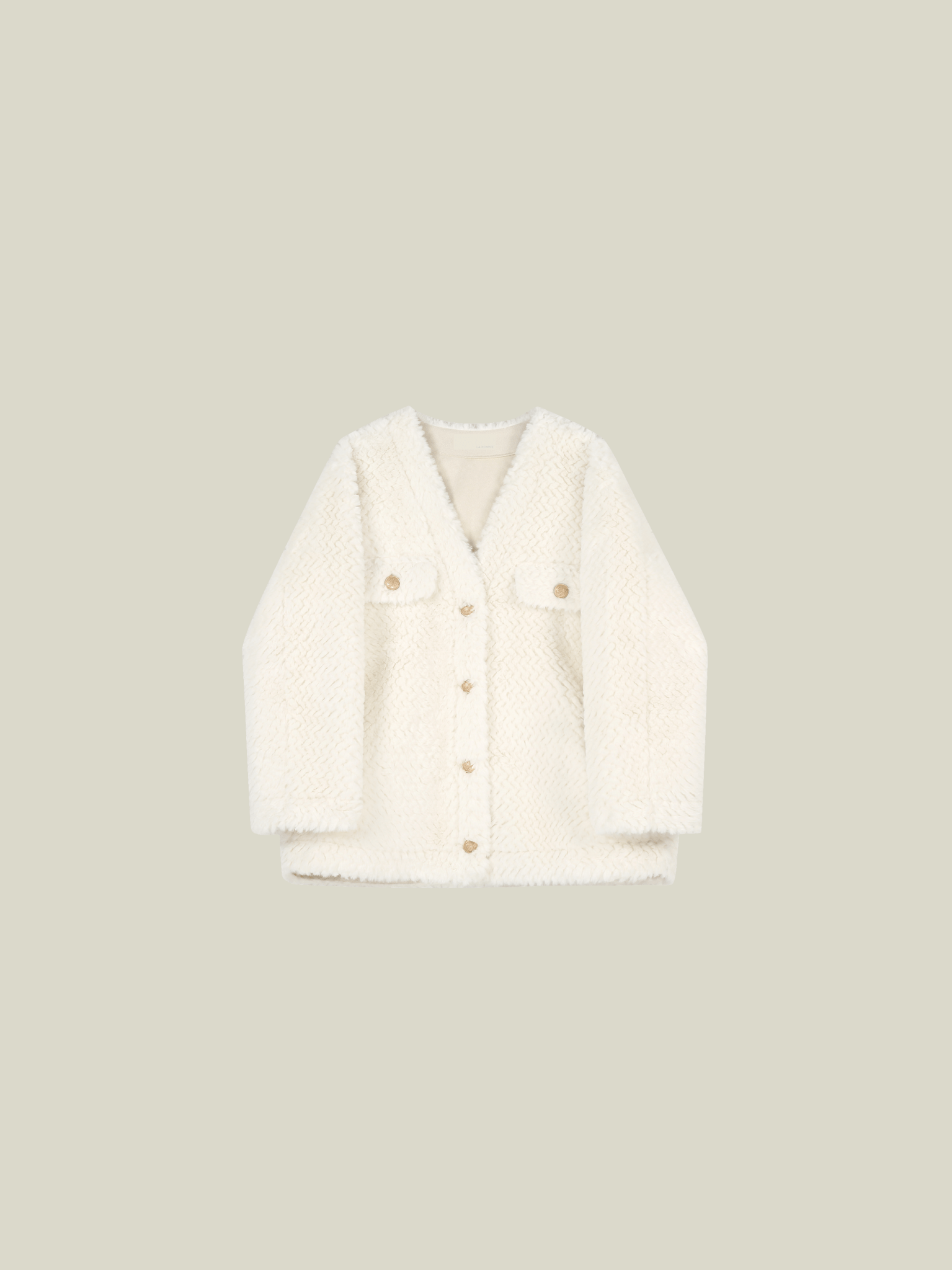 Gold Button Fur Jacket - LOVE POMME POMME