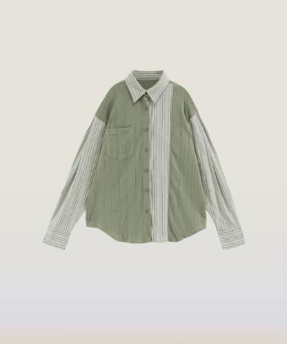 Green Motif Texture Shirt - LOVE POMME POMME