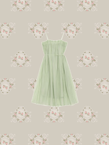 Green Slip Gauze Dress - LOVE POMME POMME