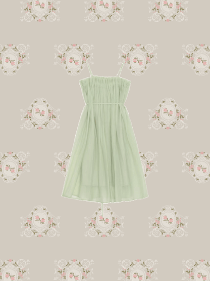 Green Slip Gauze Dress - LOVE POMME POMME