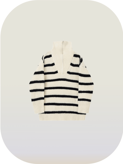 Half Zip Stripe Sweater - LOVE POMME POMME