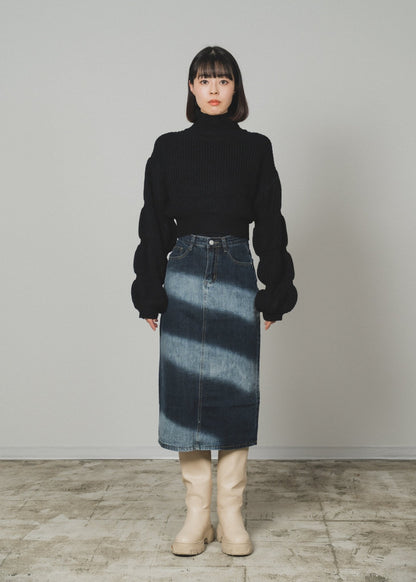 High Collar Puff Sleeve Knit - LOVE POMME POMME