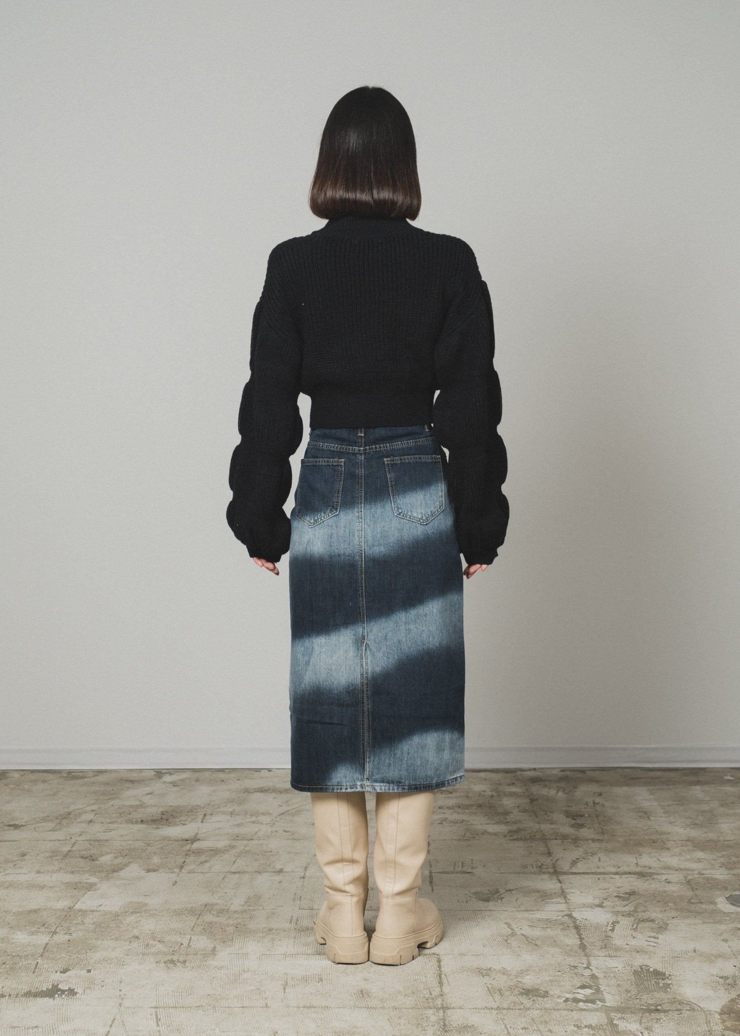 High Collar Puff Sleeve Knit - LOVE POMME POMME