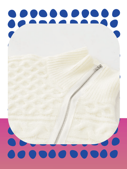 High Neck Zipper Design Sweater - LOVE POMME POMME