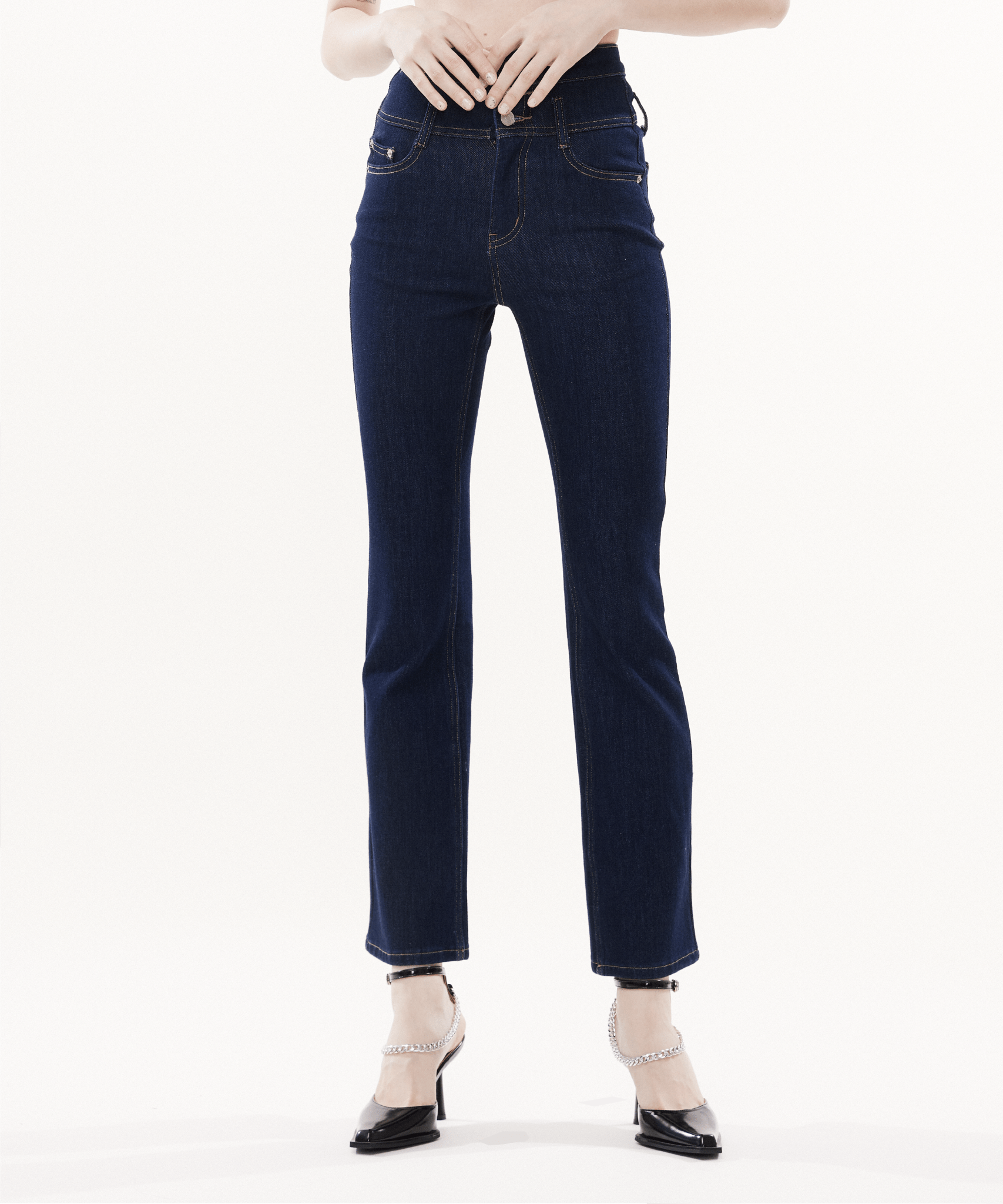 High-waisted Vintage Stretch Flared Jeans - LOVE POMME POMME