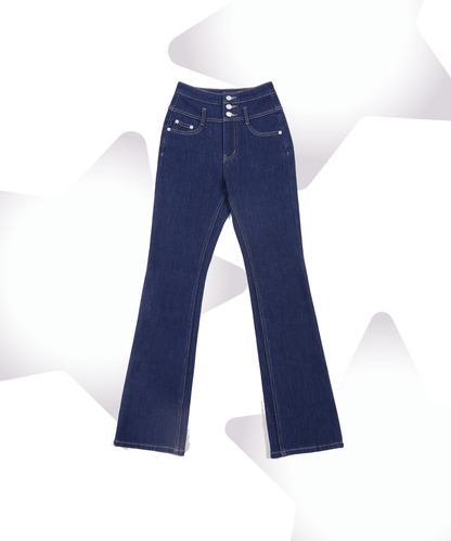 High-waisted Vintage Stretch Flared Jeans - LOVE POMME POMME