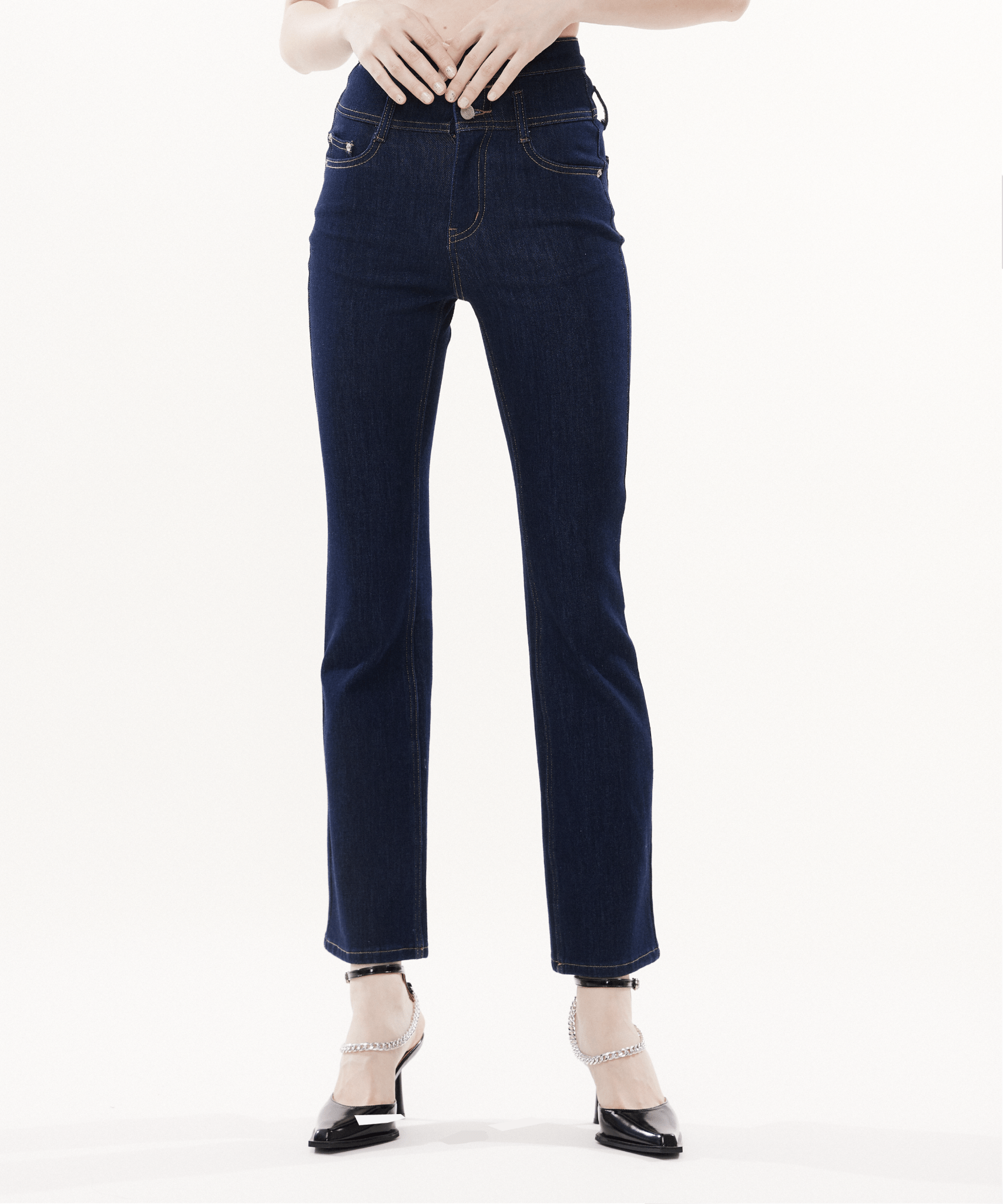 High-waisted Vintage Stretch Flared Jeans - LOVE POMME POMME