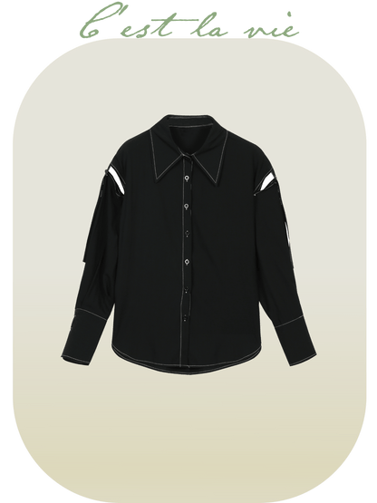 Hollow Out Black Shirt - LOVE POMME POMME