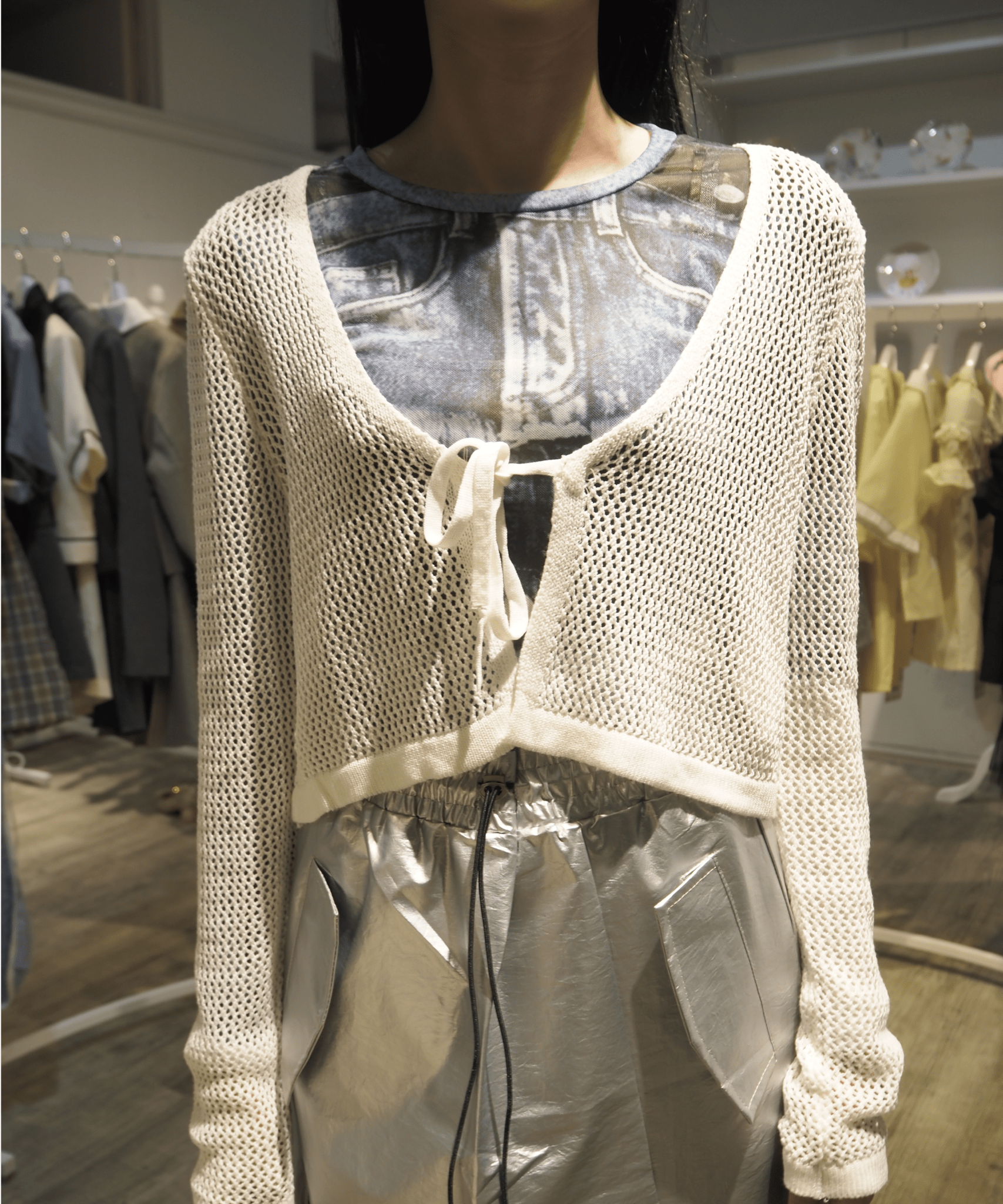 Hollow Out Ribbon Cardigan - LOVE POMME POMME