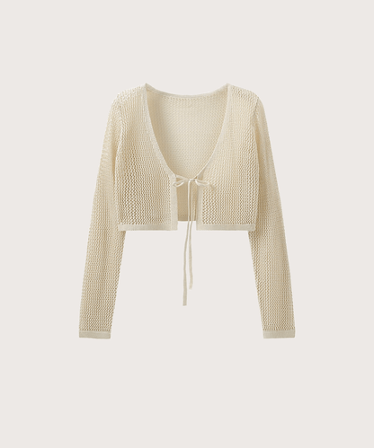 Hollow Out Ribbon Cardigan - LOVE POMME POMME