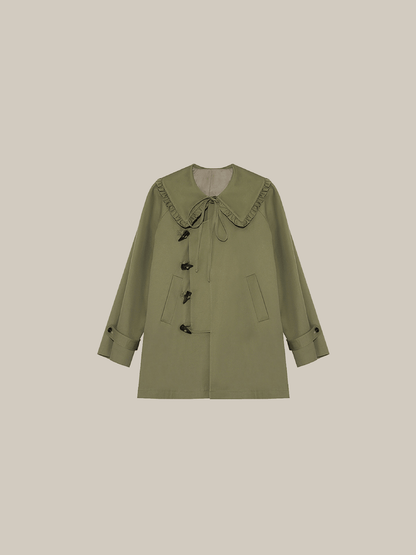 Horn Button Short Trench Coat - LOVE POMME POMME