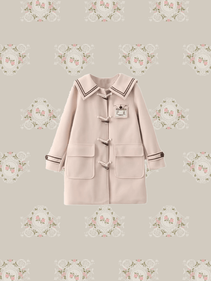 Horn Buttoned Sailor Collar Coat - LOVE POMME POMME