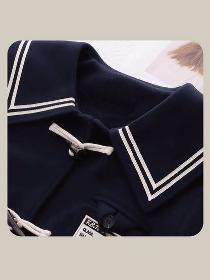 Horn Buttoned Sailor Collar Coat - LOVE POMME POMME