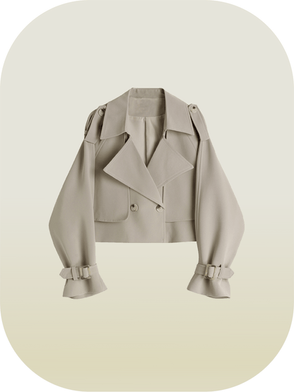 Horn Sleeve Short Trench Coat - LOVE POMME POMME