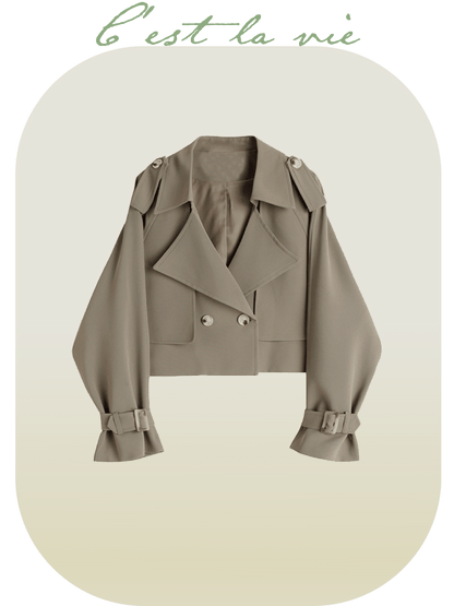 Horn Sleeve Short Trench Coat - LOVE POMME POMME