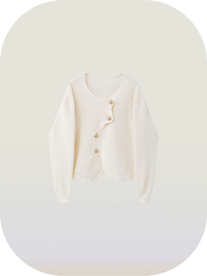 Irregular Button Sweater - LOVE POMME POMME